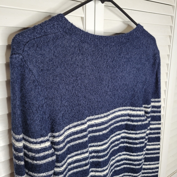 Lilla P Stripe Terry Henley Pullover Sweater Blue/Cream MEDIUM & LARGE NWT - Picture 7 of 12